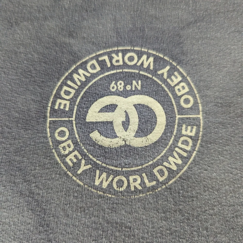 Obey Propaganda Worldwide Blue Tye dye Acid Wash Hoodie Sweater